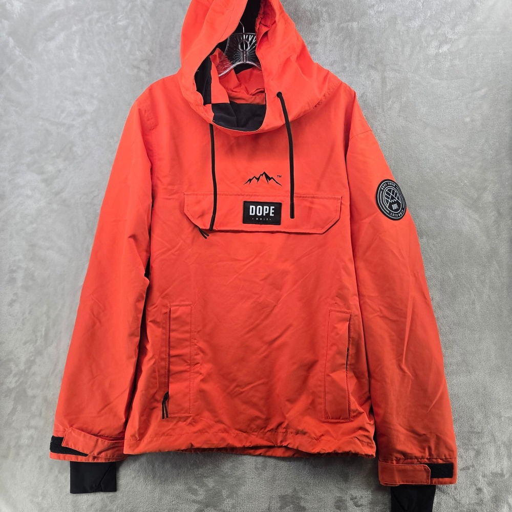 Dope Blizzard Snow Jacket Mens XS Orange Hooded Pullover Ski Snowboard Shell